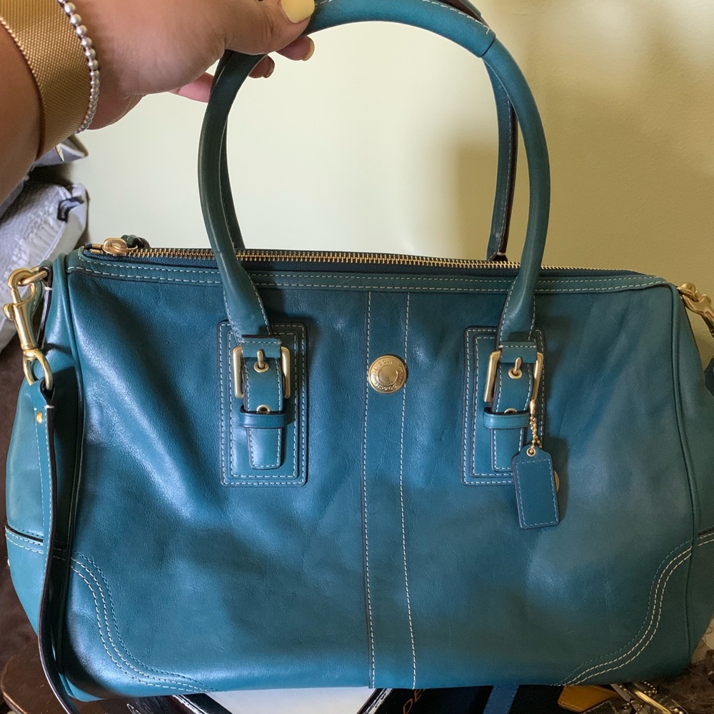 Teal Coach crossbody bag